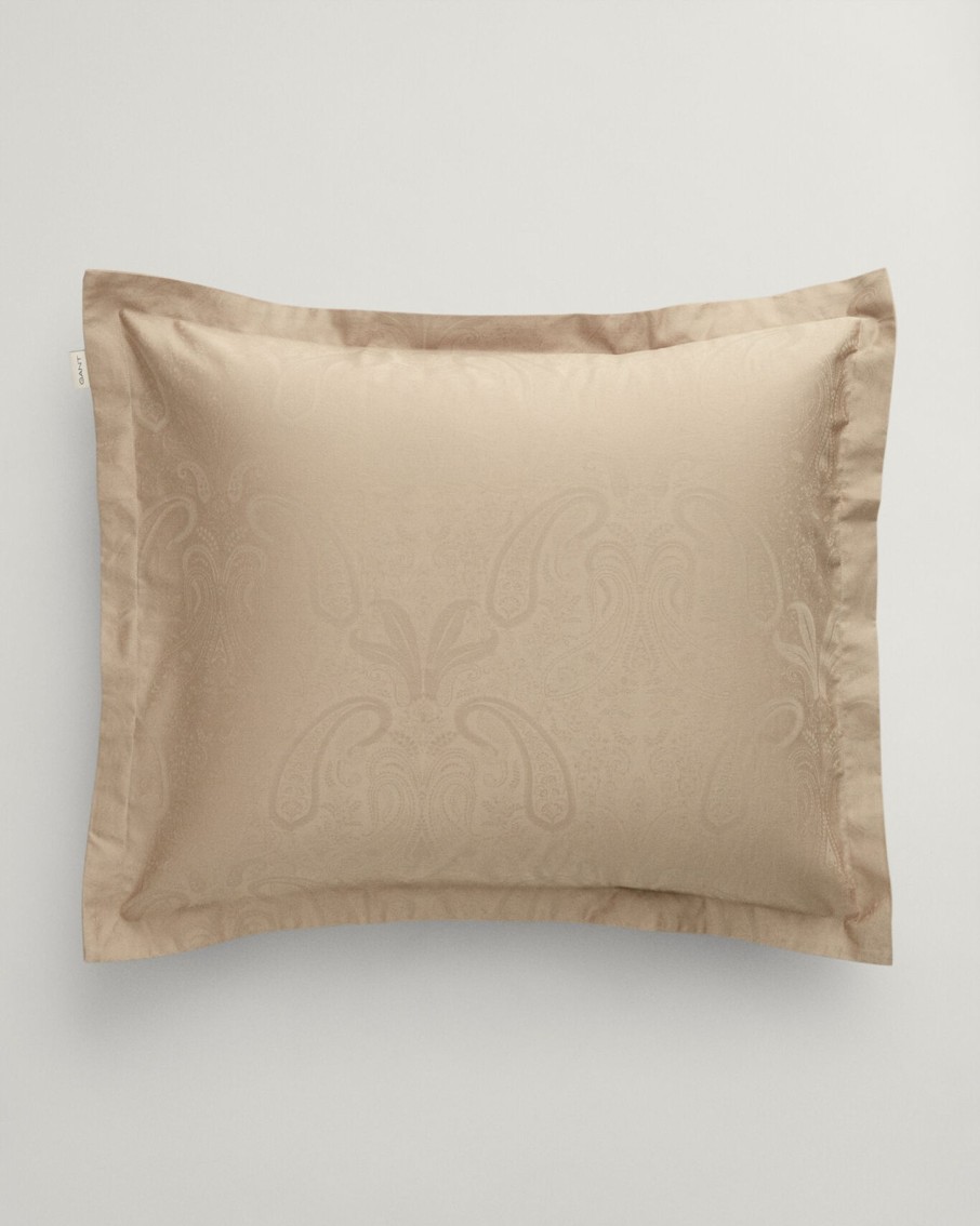 Koti Gant Home | Jacquard Paisley Pillow Case, Cold Beige