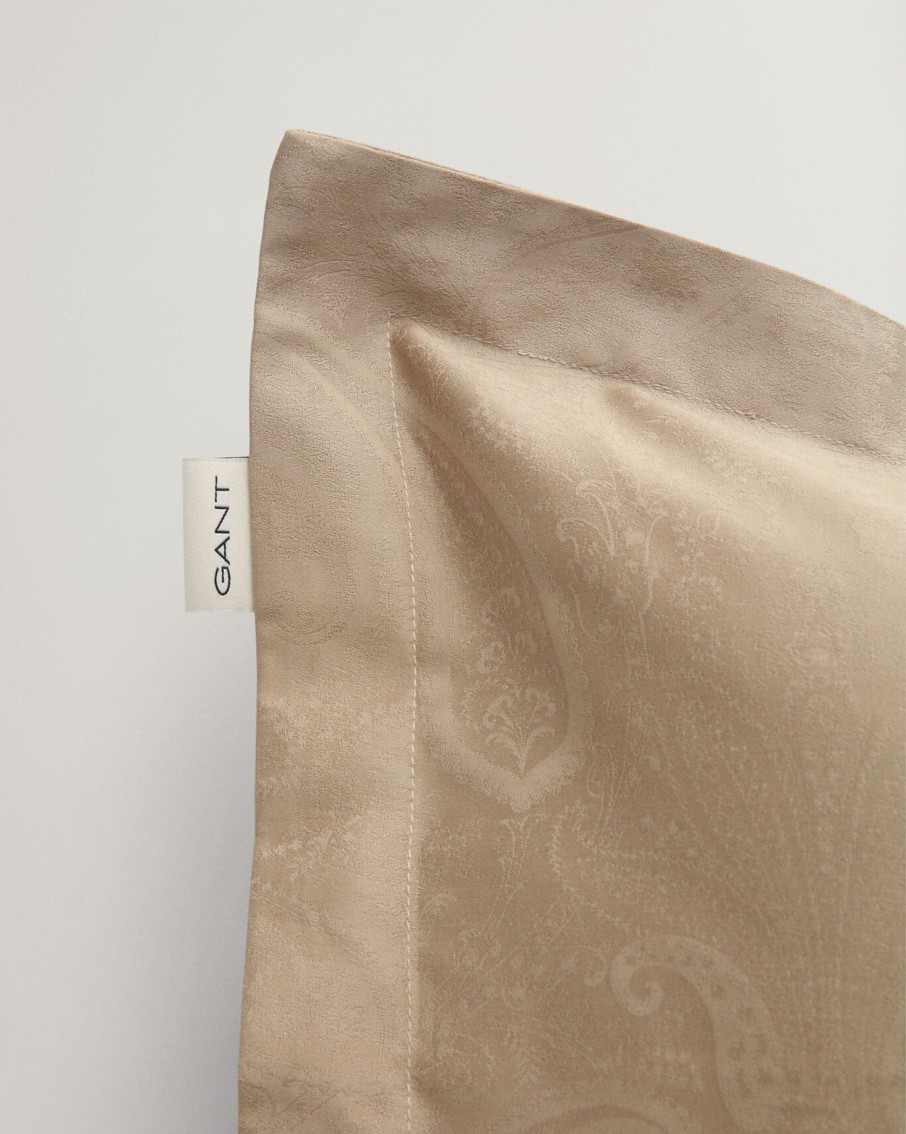 Koti Gant Home | Jacquard Paisley Pillow Case, Cold Beige