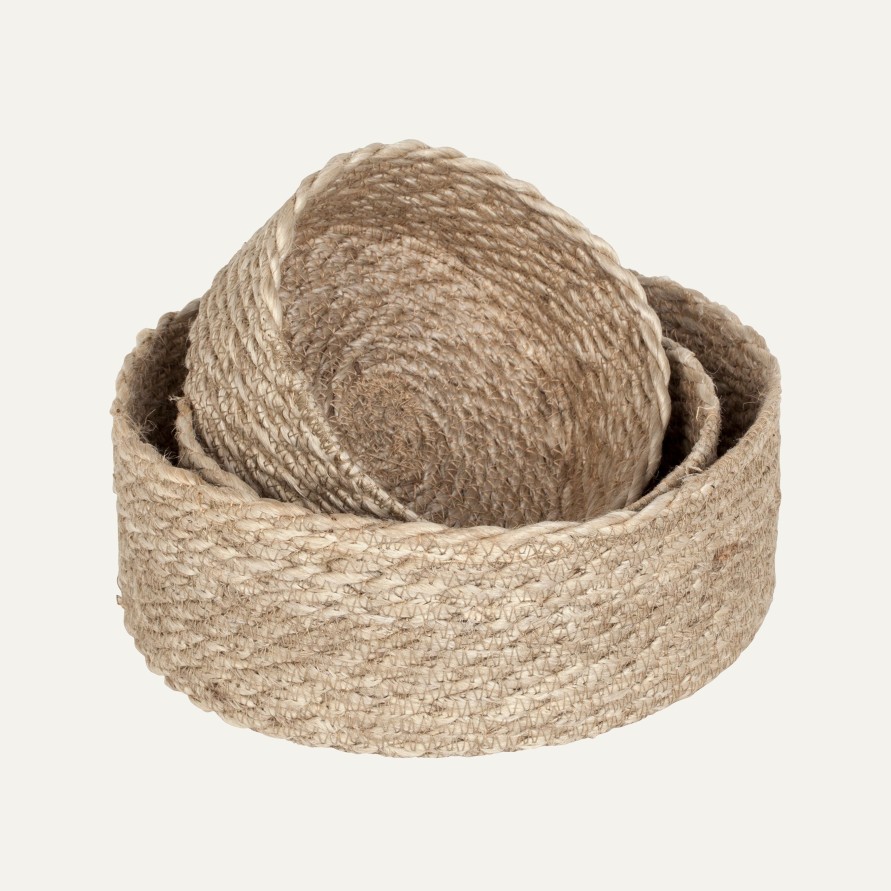 Koti Dixie | Jute Twisted Bread Basket S/3, Natural