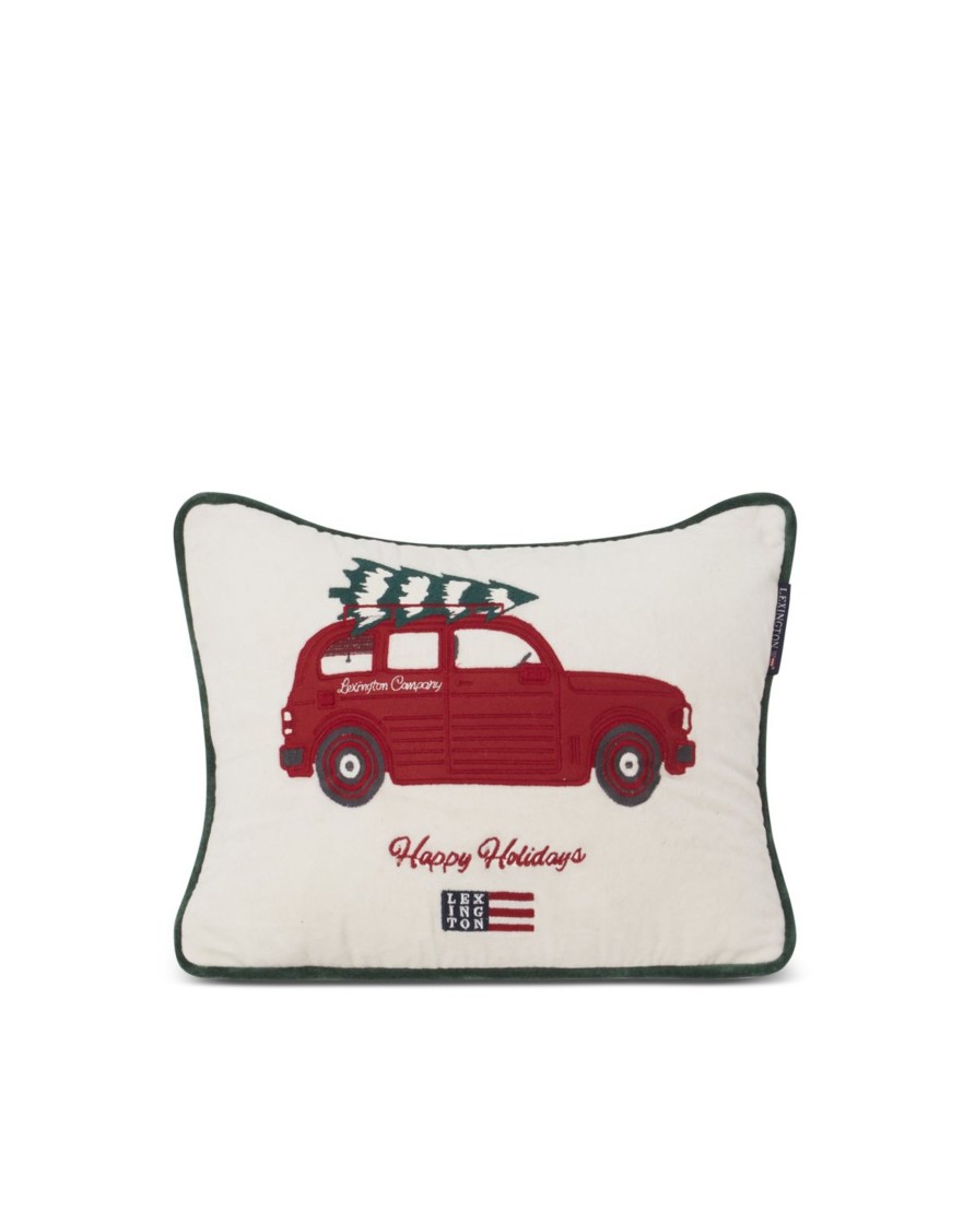 Koti Lexington Company | Holiday Car Organic Cotton Velvet Pillow 40X30, White/Red