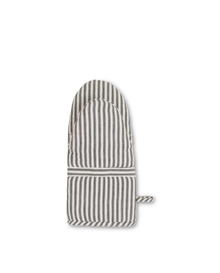 Koti Lexington Company | Icons Cotton Herringbone Striped Mitten, Black/White