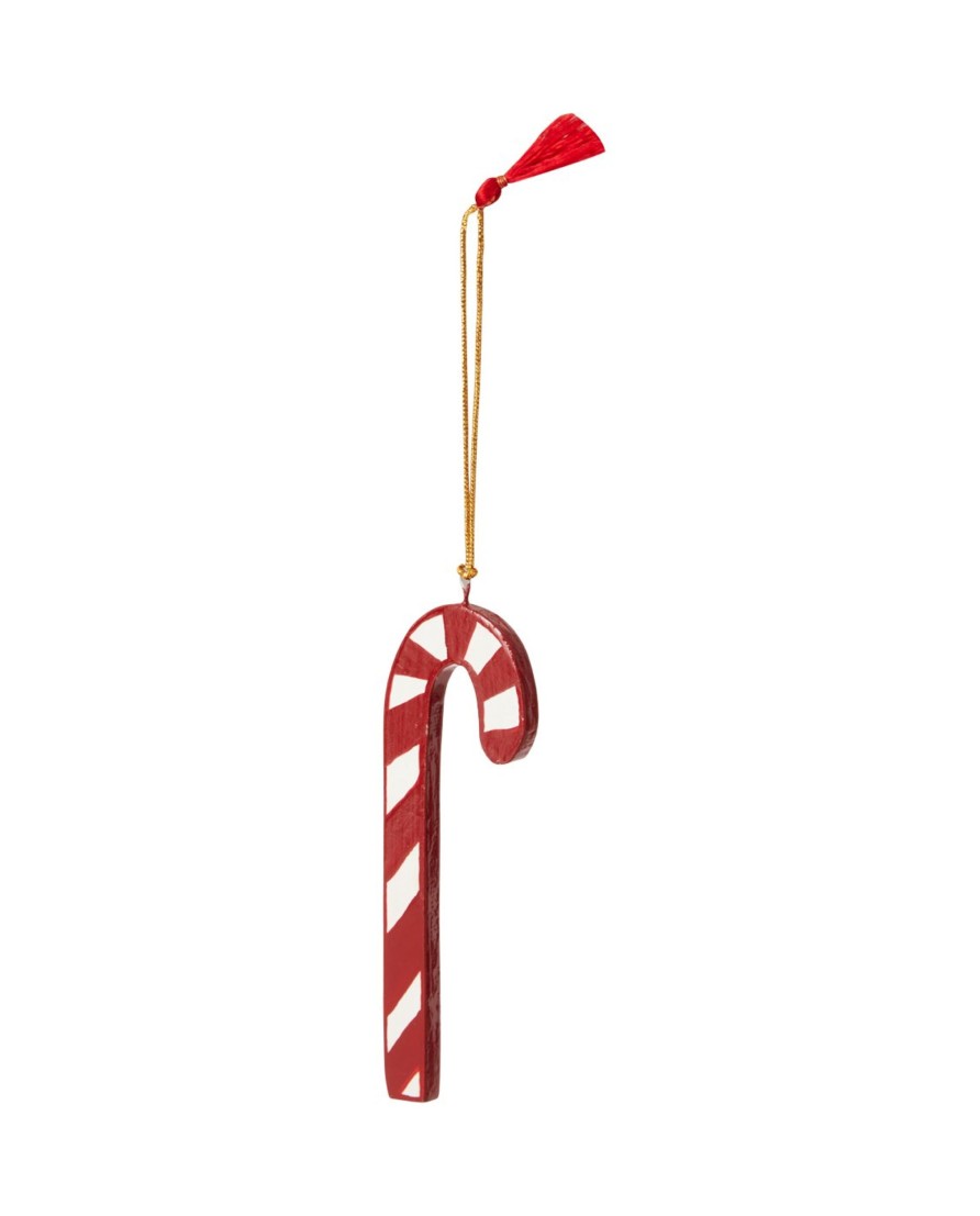 Joulu Lexington Company | Papier Mache Candy Cane Christmas Ornament, Red/White