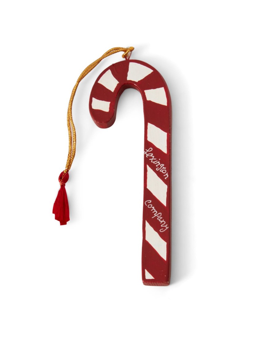 Joulu Lexington Company | Papier Mache Candy Cane Christmas Ornament, Red/White