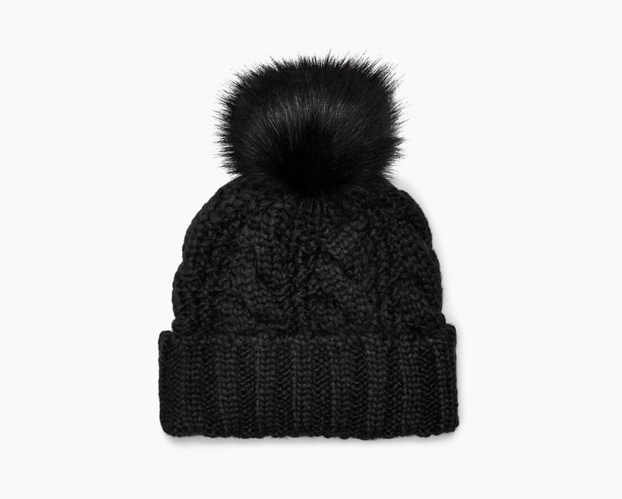 Kengat&Asusteet UGG | Cable Knit Beanie With Pom, Black