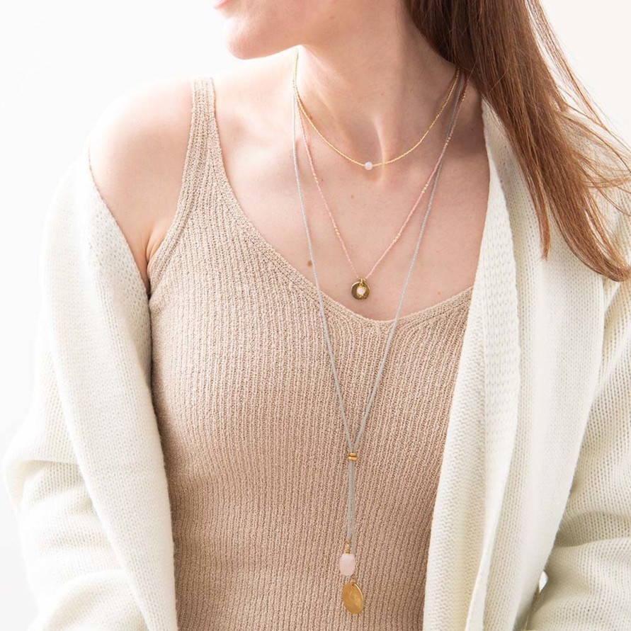 Kengat&Asusteet A Beautiful Story | Flora Rose Quartz Gold Necklace