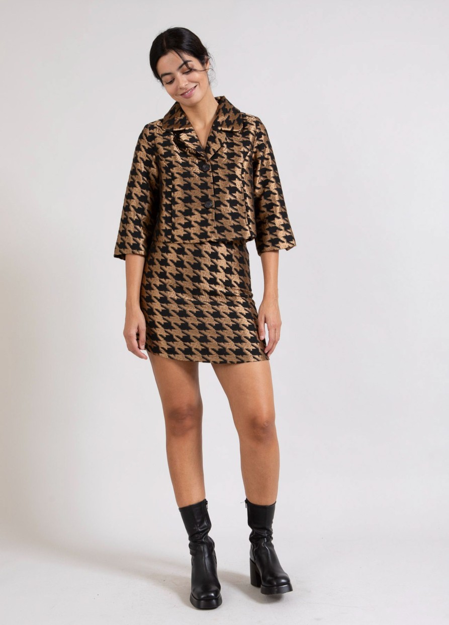 Vaatteet Coster Copenhagen | Short Skirt With Houndstooth, Metallic Houndstooth