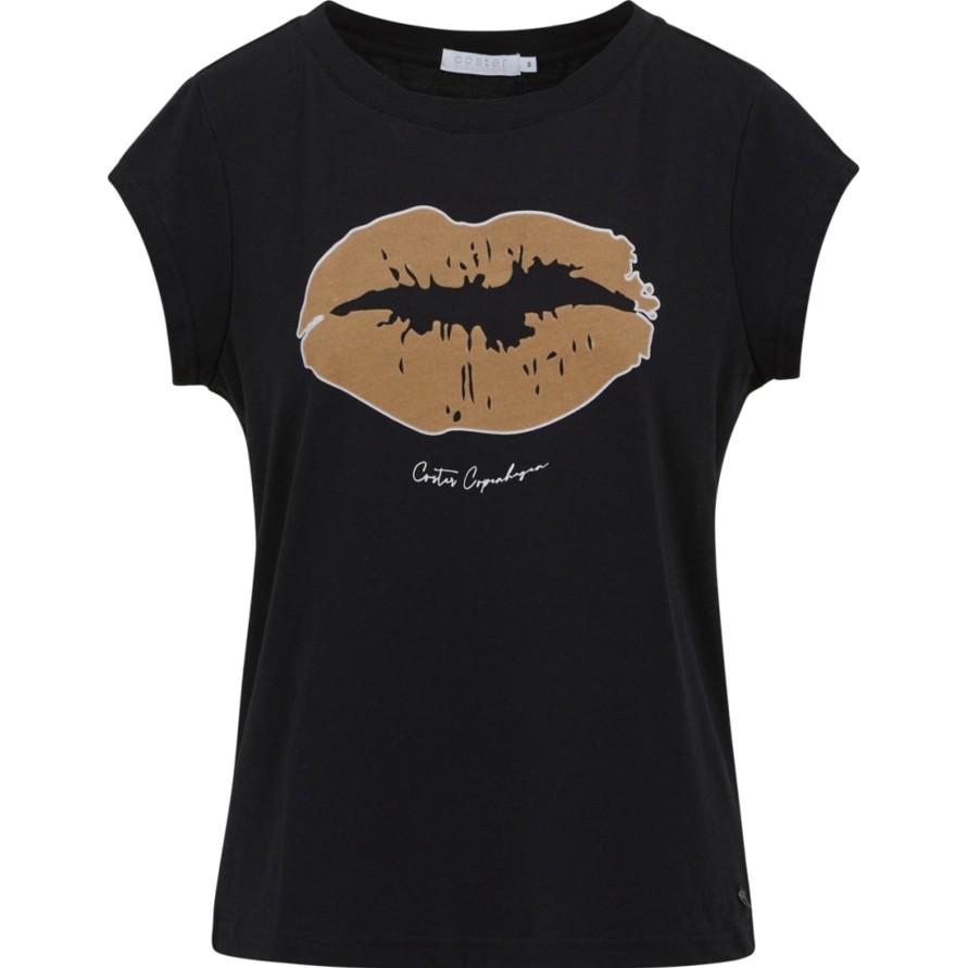 Vaatteet Coster Copenhagen | Tee With Velvet Kiss, Black