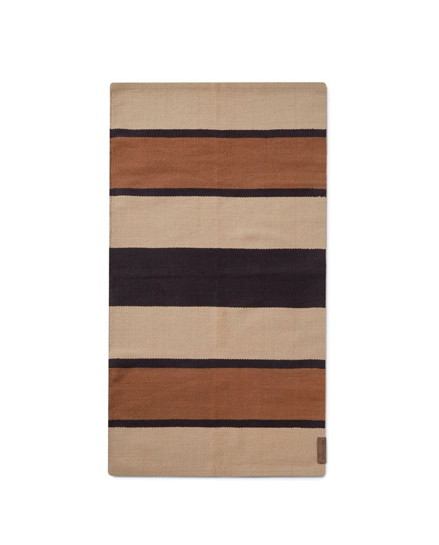 Koti Lexington Company | Striped Organic Cotton Rug 70X130, Beige/Dark Gray