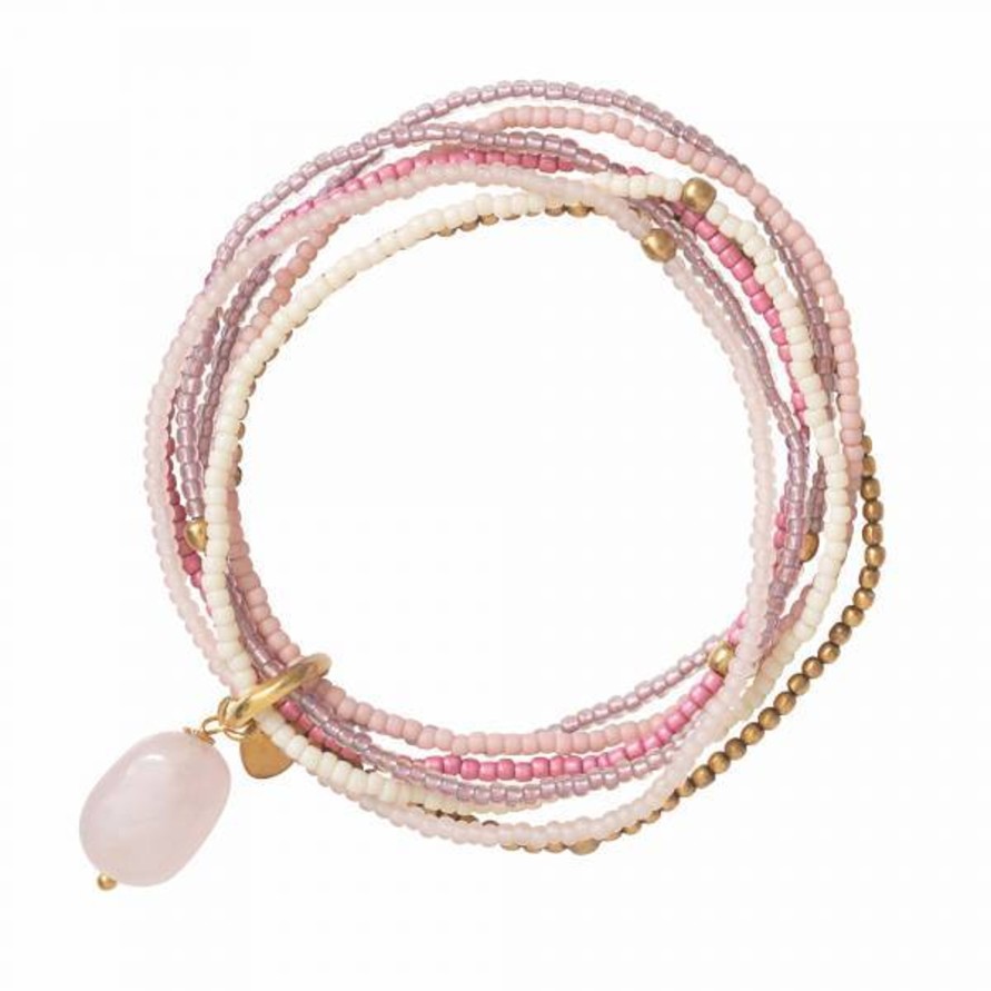 Kengat&Asusteet A Beautiful Story | Nirmala Rose Quartz Gold Bracelet