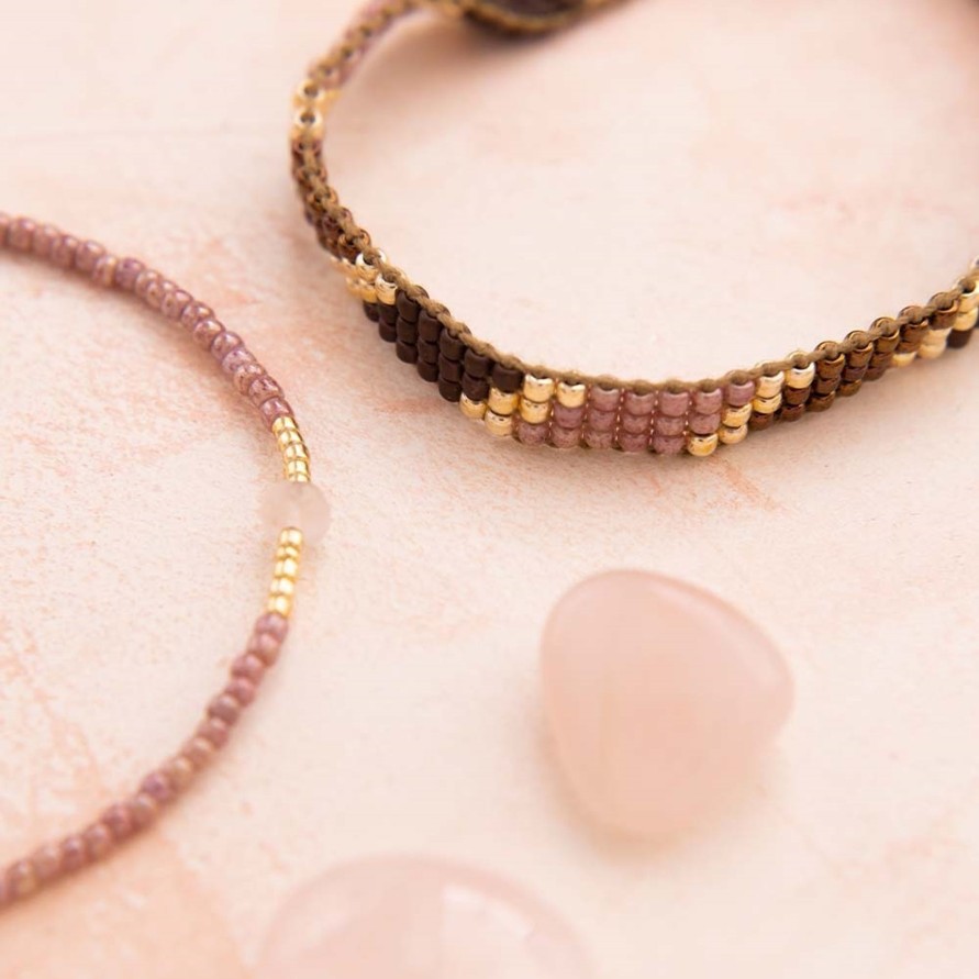 Kengat&Asusteet A Beautiful Story | Commitment Rose Quartz Gold Bracelet