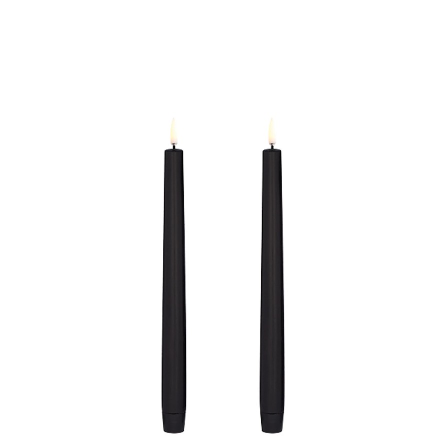 Koti Uyuni Lighting | Led Taper Candle 2 Pcs, Smooth Black