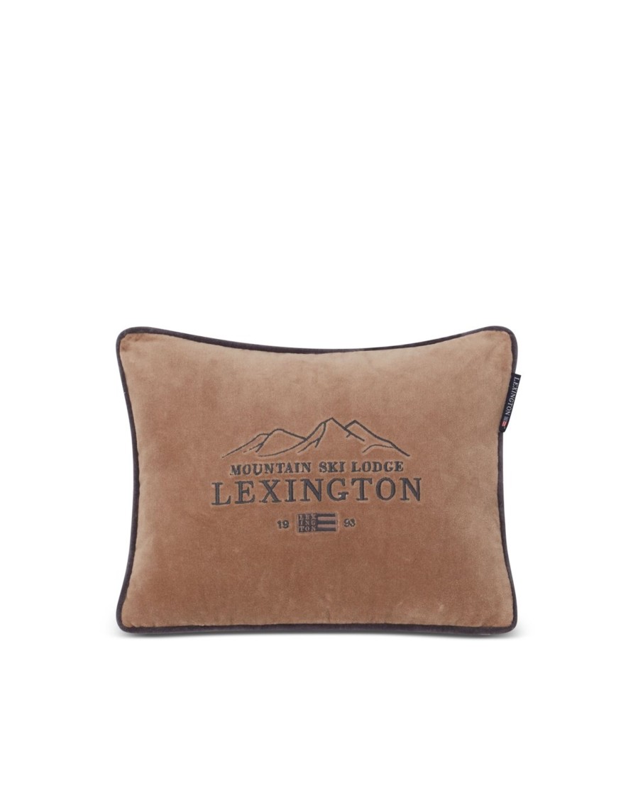 Koti Lexington Company | Ski Lodge Organic Cotton Velvet Pillow 30X40, Beige/Dark Gray