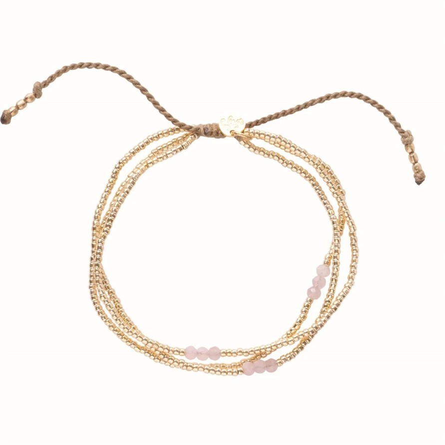 Kengat&Asusteet A Beautiful Story | Shiny Rose Quartz Gold Bracelet