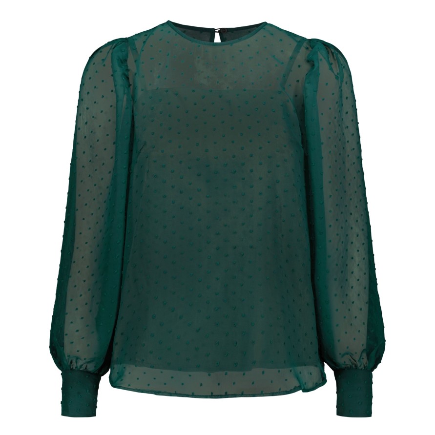 Vaatteet GAUHAR Helsinki | Tulle Sleeve Shirt, Bottle Green