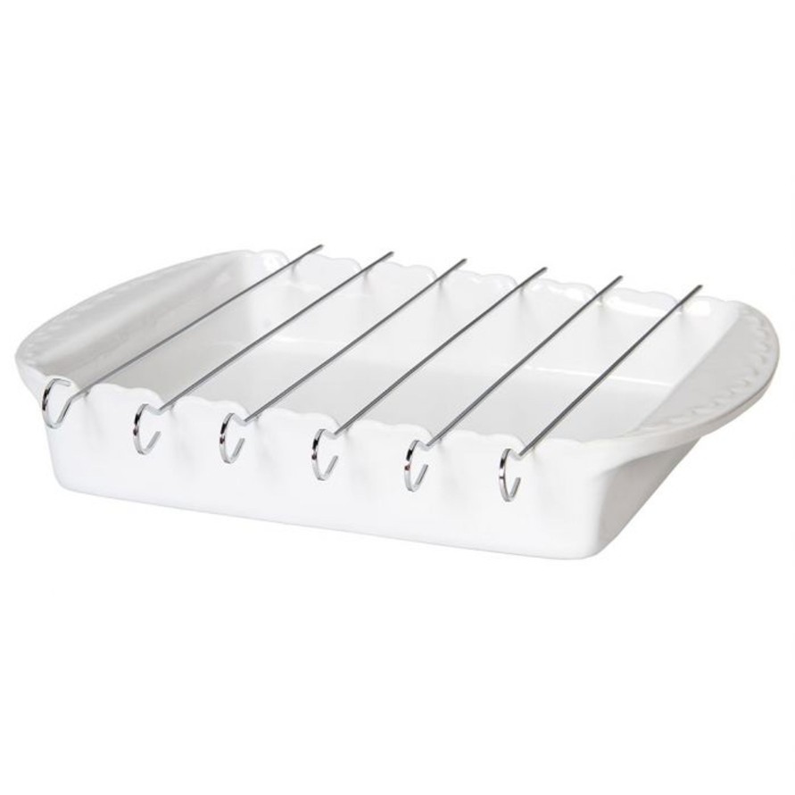 Koti Côté Table | Bbq Oven Dish With Skewers, White