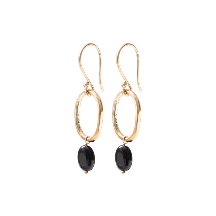 Kengat&Asusteet A Beautiful Story | Graceful Black Onyx Gold Earrings