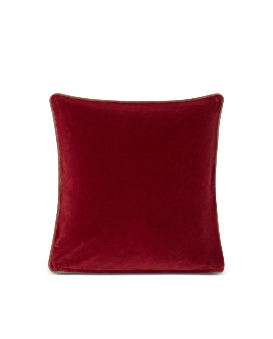 Joulu Lexington Company | Merry Little Organic Cotton Velvet Pillow Cover 50X50, Red/Beige