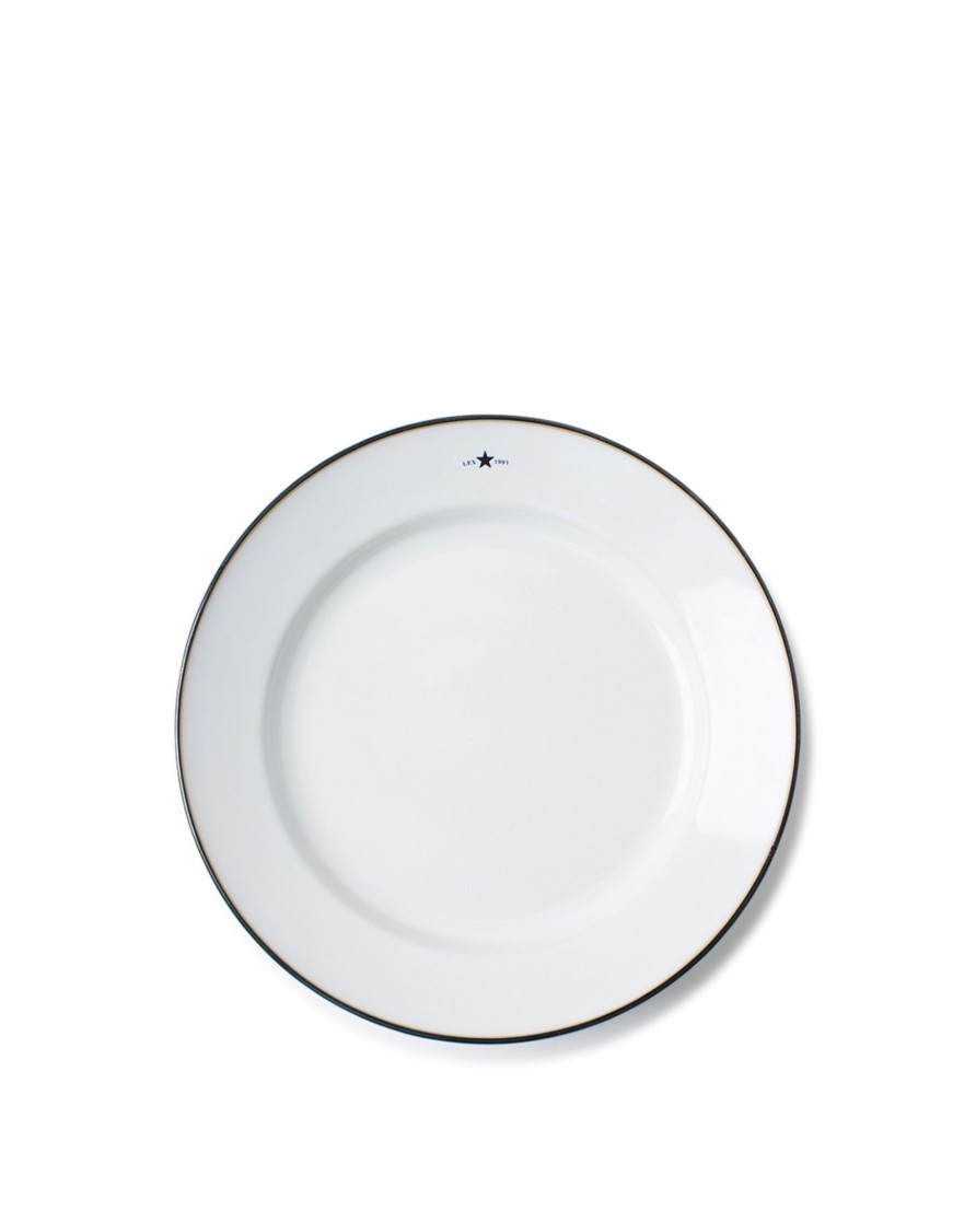 Koti Lexington Company | Stoneware Dinner Plate, White/Dark Blue