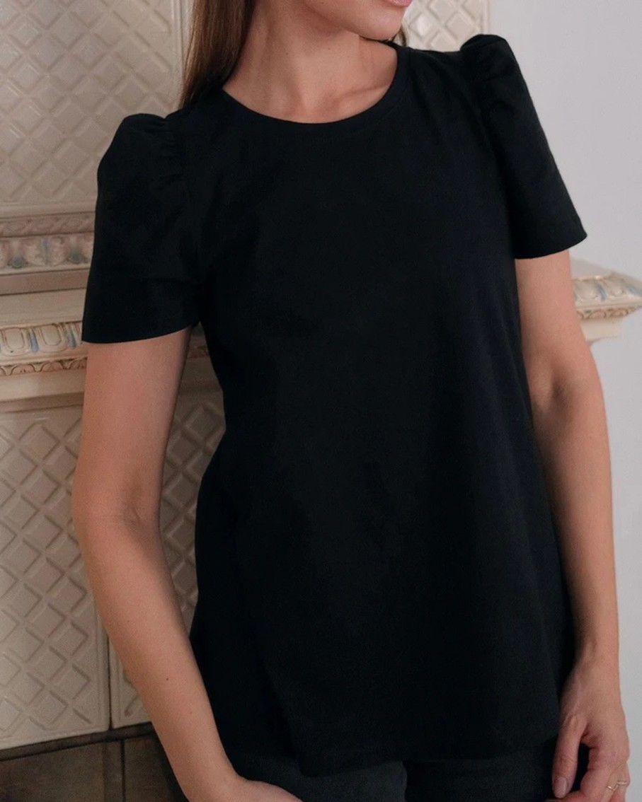 Vaatteet GAUHAR Helsinki | T-Shirt Puff Shoulder, Black