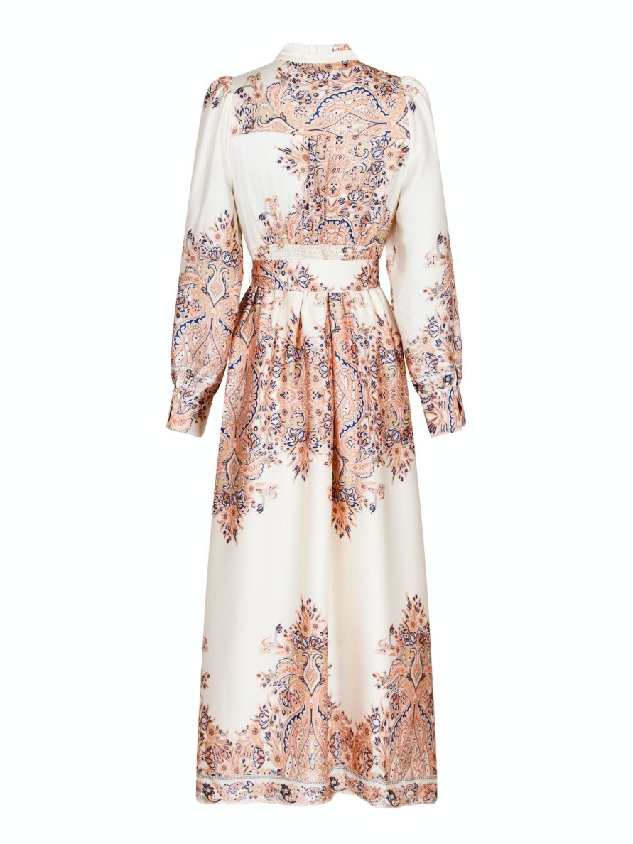 Vaatteet Neo Noir | Nova Paisley Border Dress, Creme