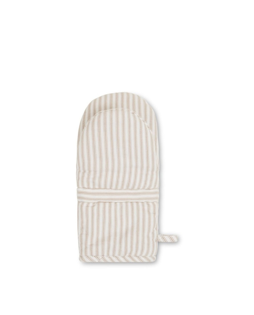 Koti Lexington Company | Icons Cotton Herringbone Striped Mitten, Beige/White