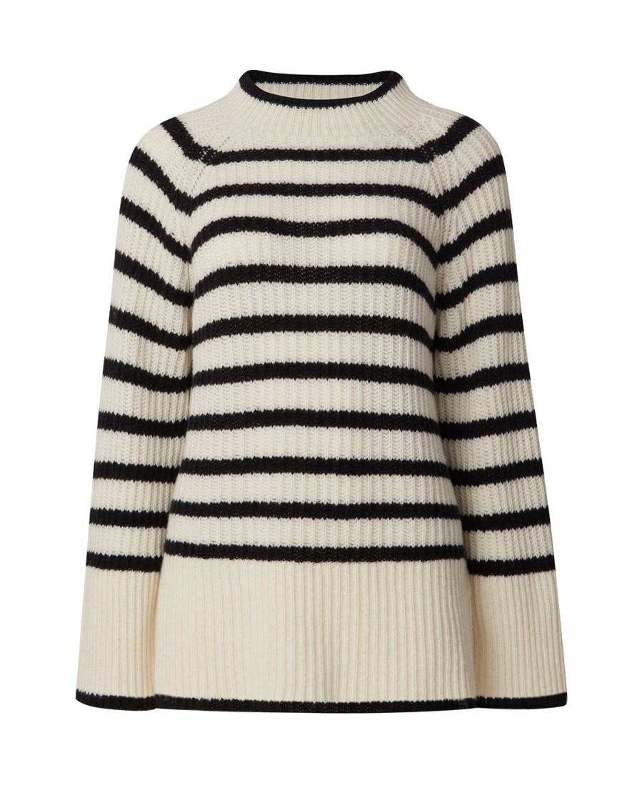 Vaatteet Lexington Company | Elisabeth Recycled Wool Mock Neck Sweater, Black/White