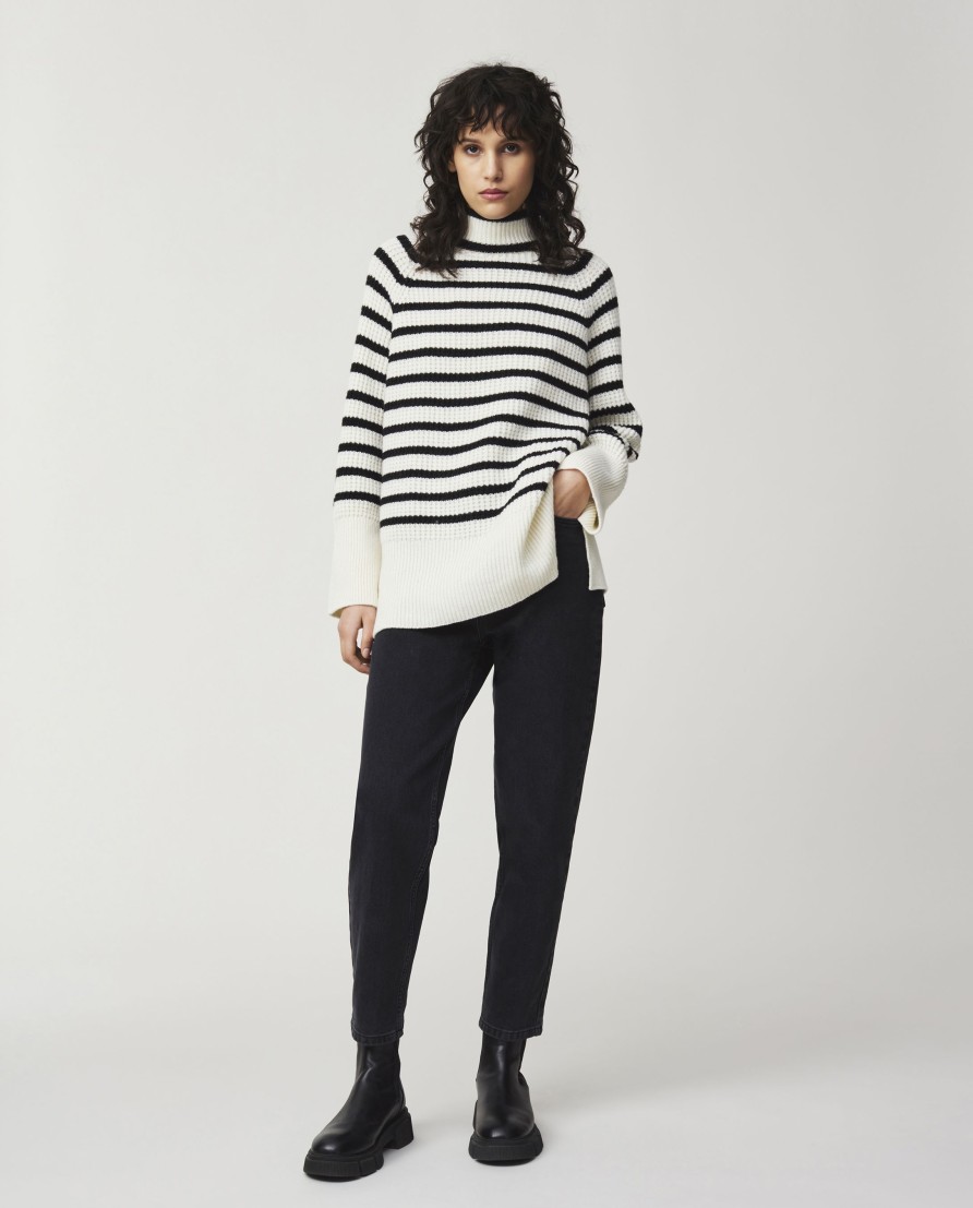 Vaatteet Lexington Company | Elisabeth Recycled Wool Mock Neck Sweater, Black/White