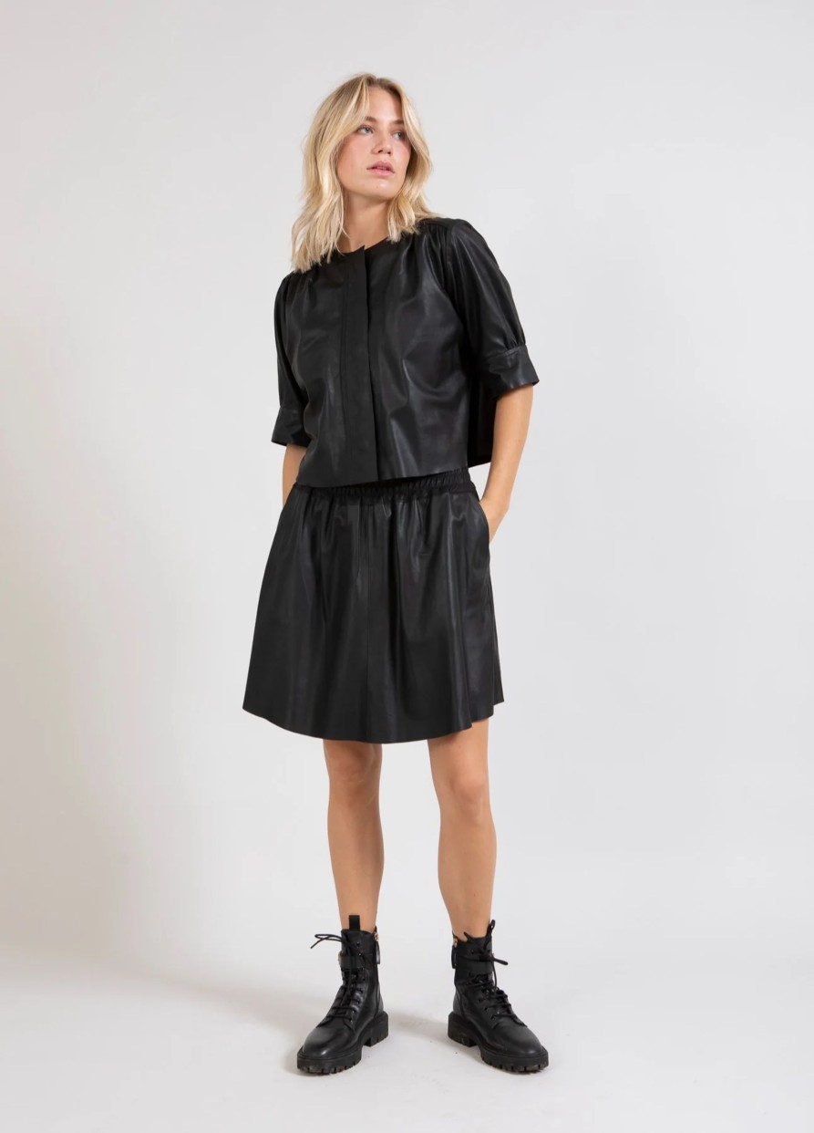 Vaatteet Coster Copenhagen | Leather A-Line Skirt, Black