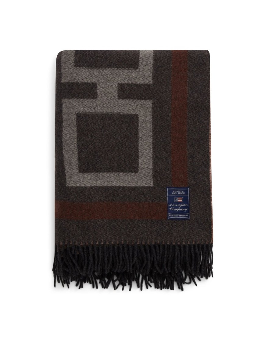 Koti Lexington Company | Graphic Wool Throw, Dark Gray/White/Brown