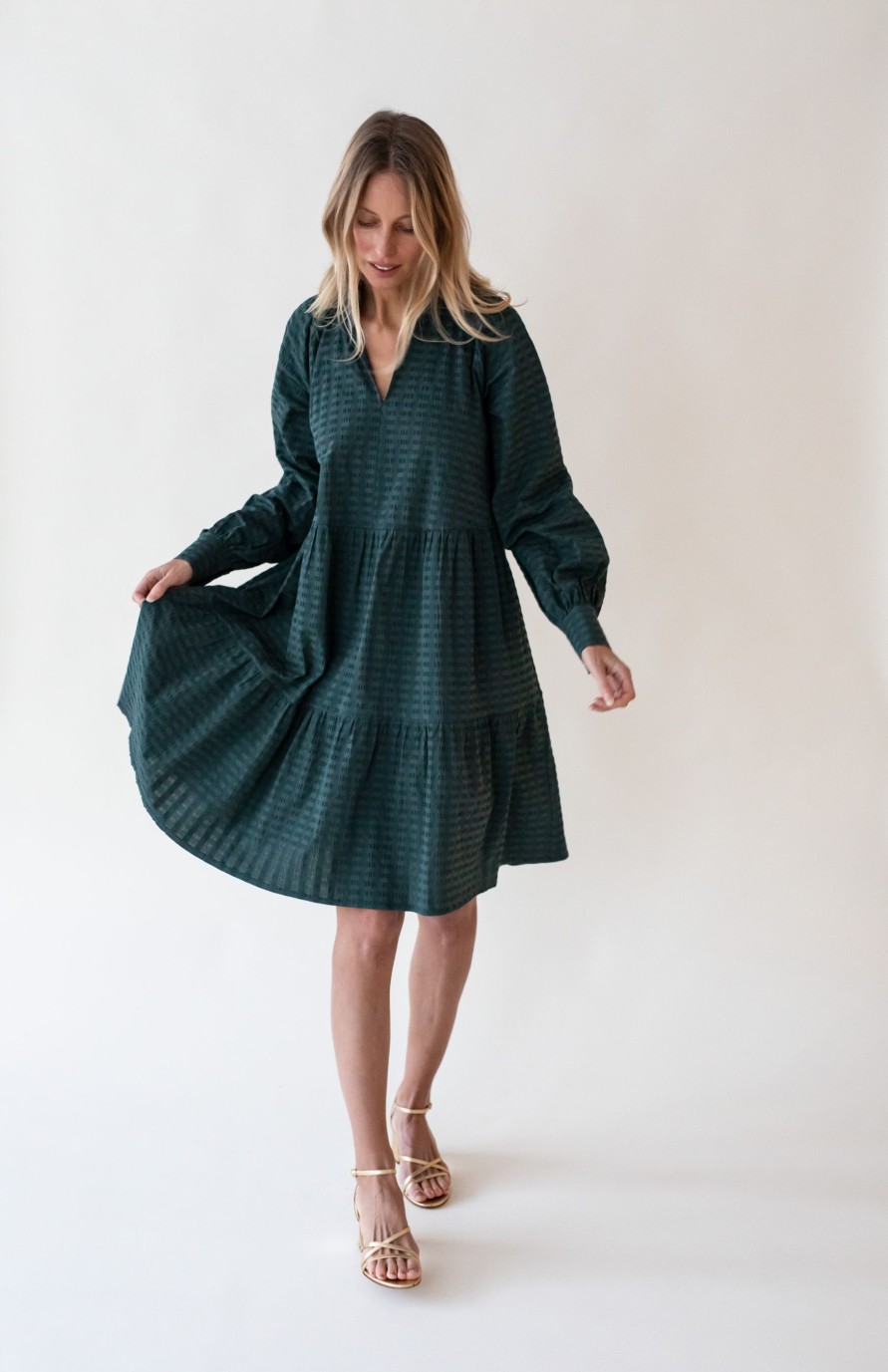 Vaatteet GAUHAR Helsinki | Long Sleeved Ruffled Dress, Pine Green