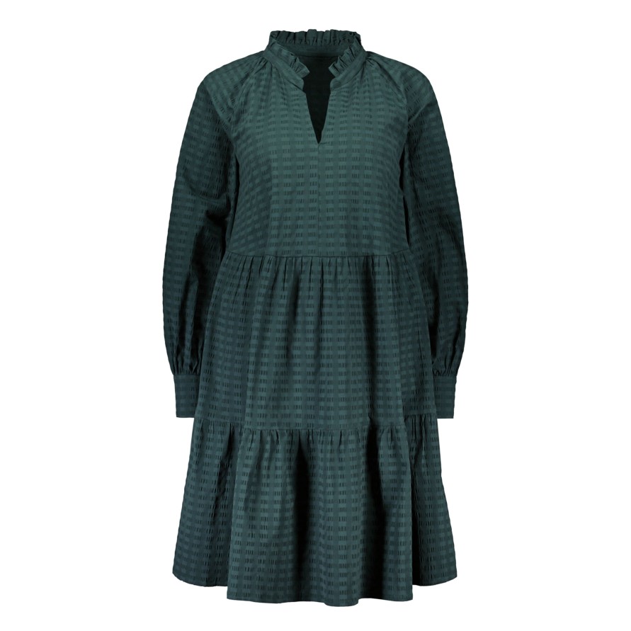 Vaatteet GAUHAR Helsinki | Long Sleeved Ruffled Dress, Pine Green