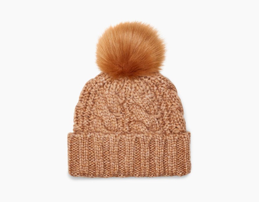 Kengat&Asusteet UGG | Cable Knit Beanie With Pom, Camel