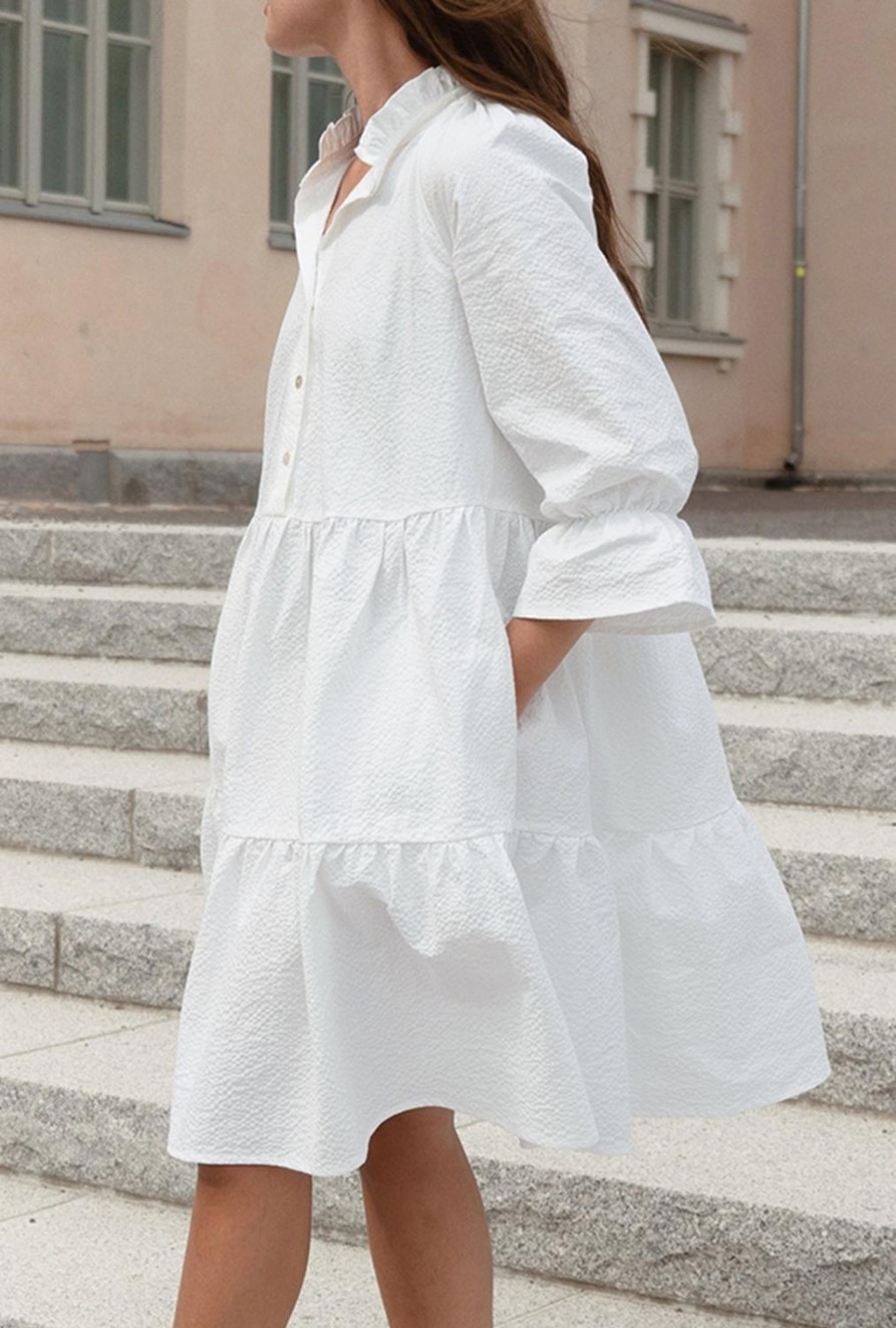 Vaatteet GAUHAR Helsinki | Ruffled Dress, Crisp White