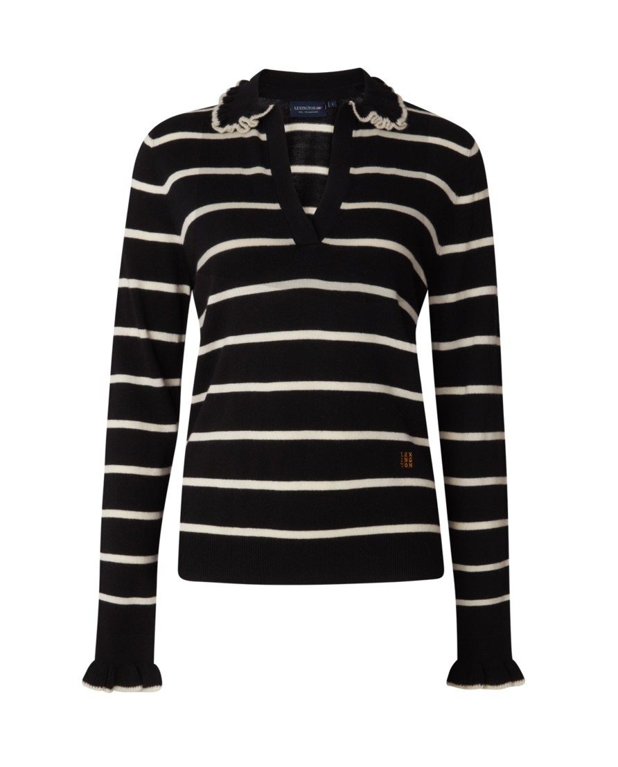 Vaatteet Lexington Company | Cassandra Knitted Polo Sweater, Black/White