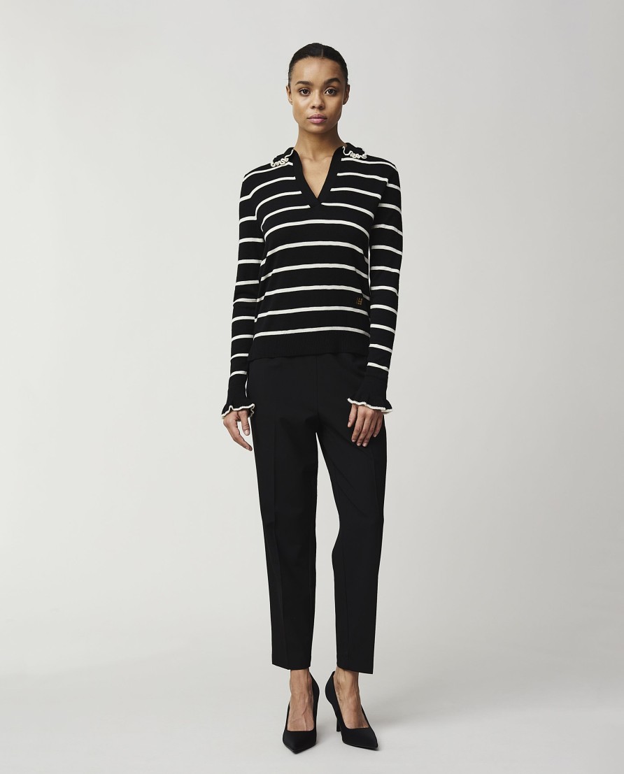 Vaatteet Lexington Company | Cassandra Knitted Polo Sweater, Black/White