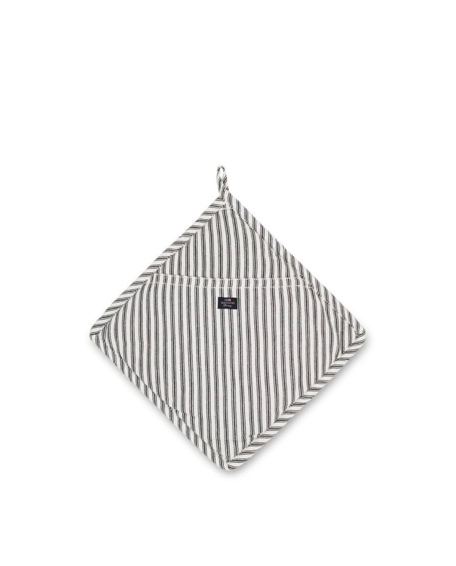 Koti Lexington Company | Icons Cotton Herringbone Striped Potholder, Black/White