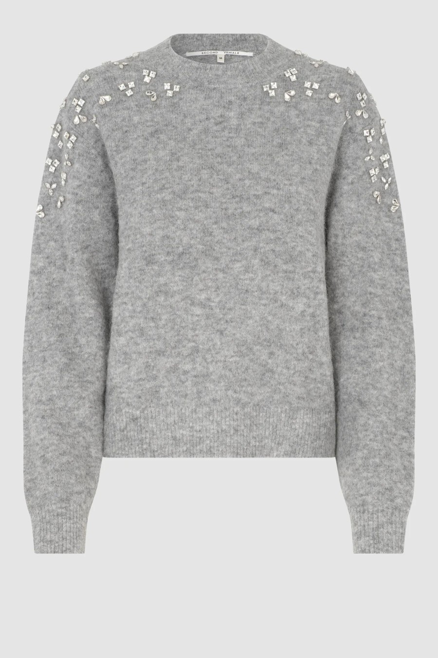 Vaatteet Second Female | Sparkling Knit O-Neck, Grey Melange