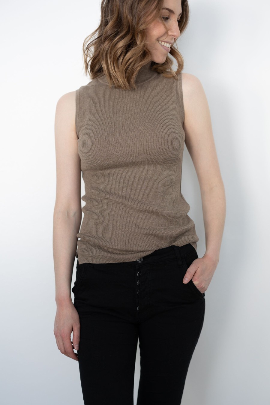 Vaatteet Davida | Fine Knit Rib Tank, Mink