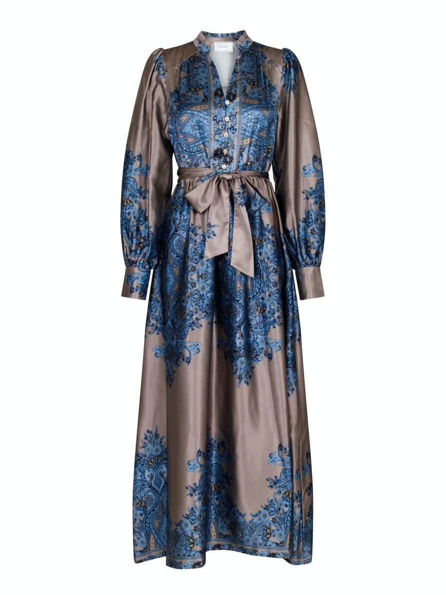 Vaatteet Neo Noir | Nova Paisley Border Dress, Blue