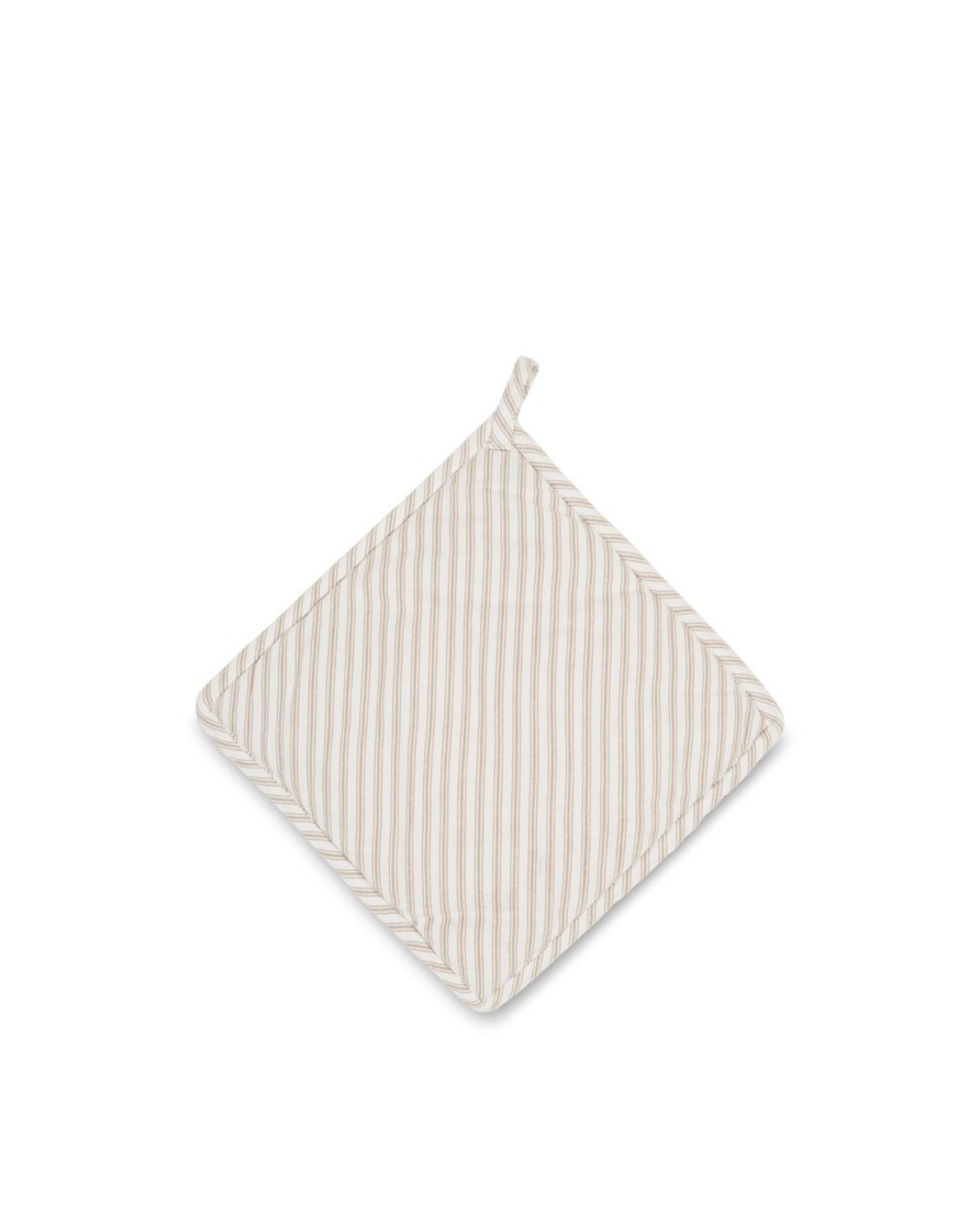 Koti Lexington Company | Icons Cotton Herringbone Striped Potholder, Beige/White