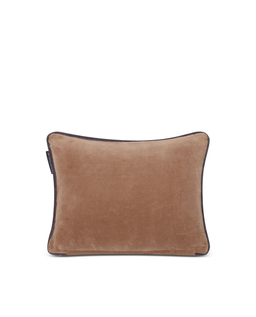 Joulu Lexington Company | Ski Lodge Organic Cotton Velvet Pillow 30X40, Beige/Dark Gray